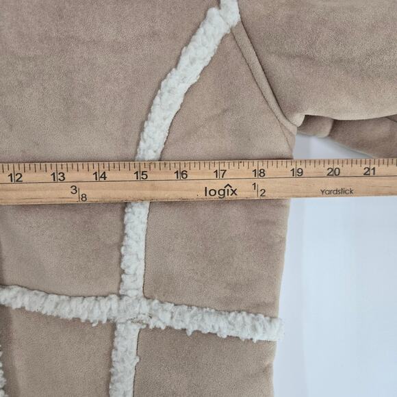 L.L.Bean Girls Vintage Tan Faux Suede Sherpa Lined Hooded Winter Coat XL - Picture 10 of 11
